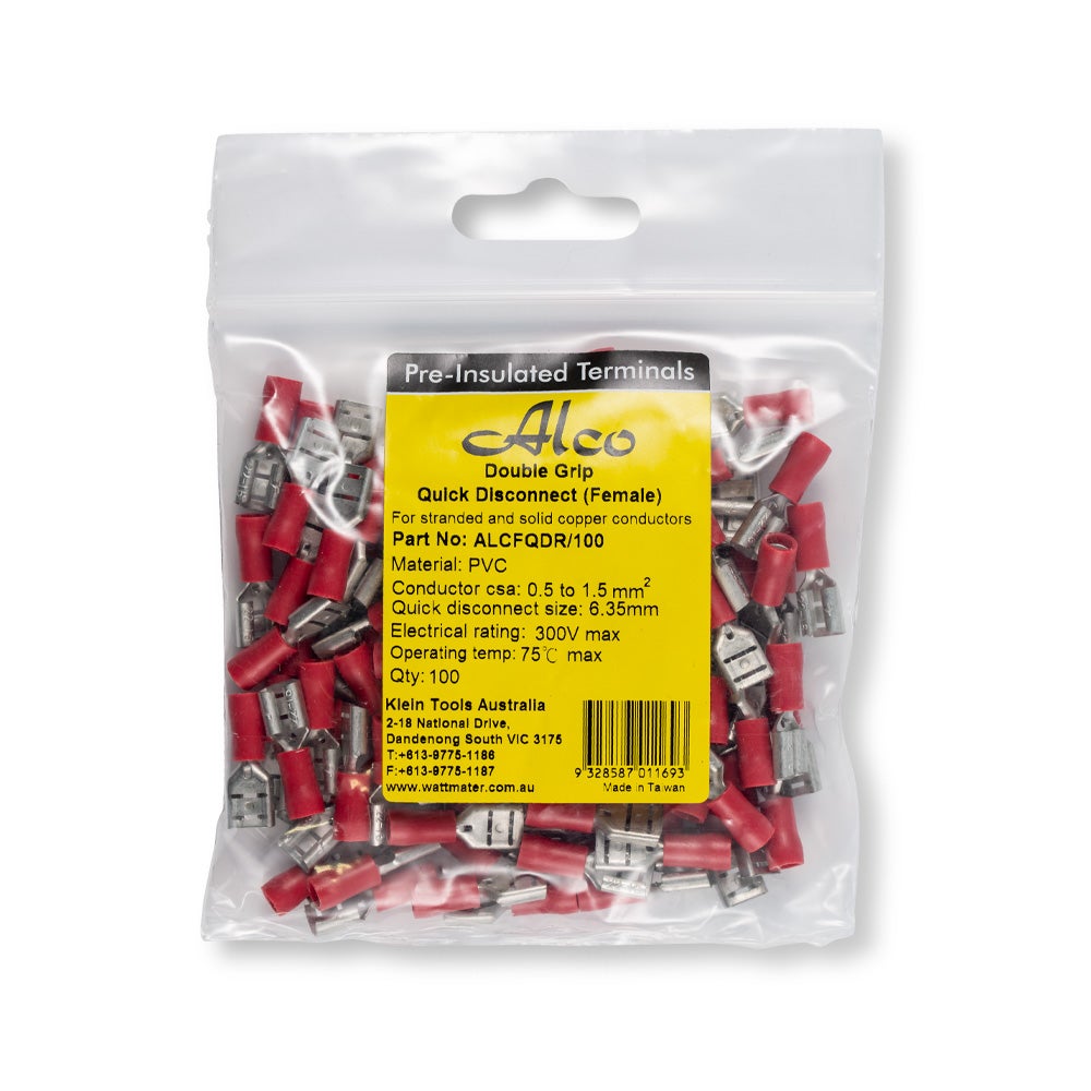 Crimp Terminal Quick Disconnect Insulated 0.5-1.5mm² Width 6.3mm Red | Alco