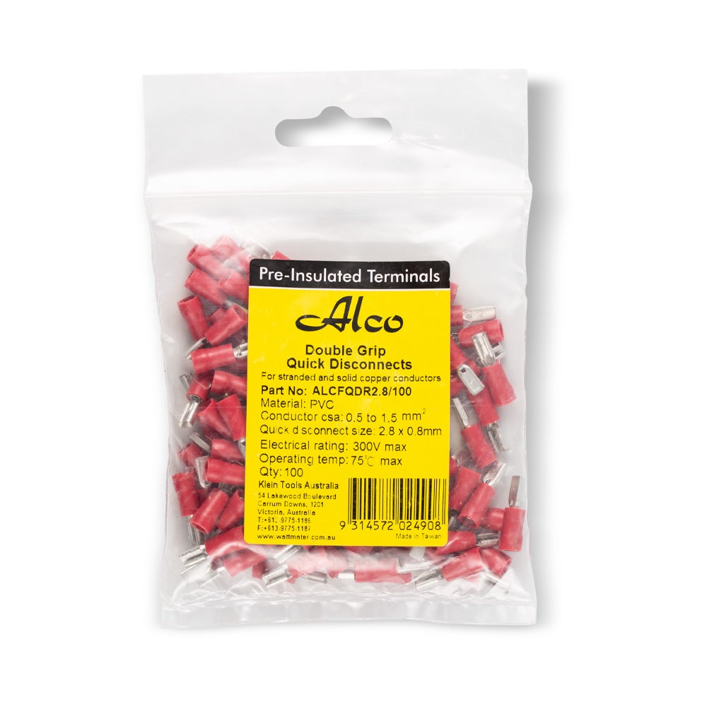 Crimp Terminal Quick Disconnect Insulated 0.5-1.5mm² Width 2.8mm Red | Alco